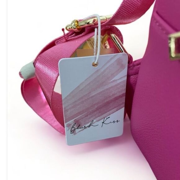 PETA APPROVED VEGAN Pink Handbag with Double Compartment and Zipper, New - Picture 6 of 7